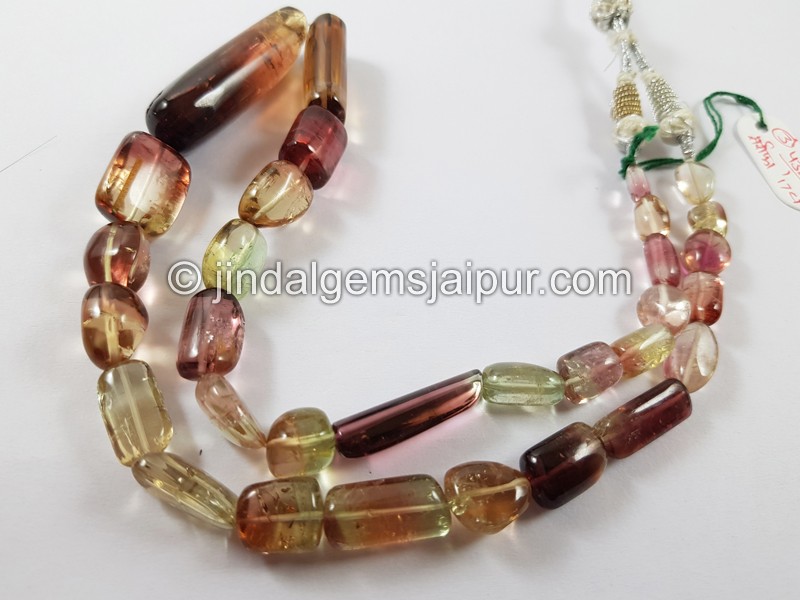 Bi Colour Tourmaline Smooth Nugget Beads